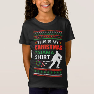 Funny Ice Hockey Kerstmis Pajama Ugly X Mas Sweat T-shirt