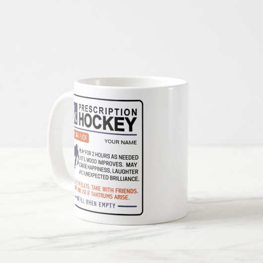 Funny Ice Hockey Mok Voorgeschreven ontwerp (Voorkant links)