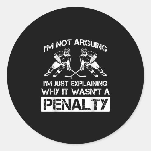 Funny Ice Hockey Player Discussion Bully Penalty Ronde Sticker (Voorkant)