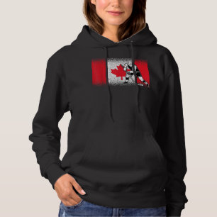 Funny Ice Hockey Player Maple Leaf Canadian Flag C Hoodie