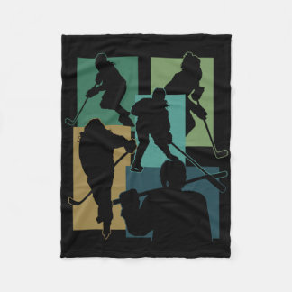 Funny Ice Hockey Puck Stick Winter Game Ice Hockey Fleece Deken