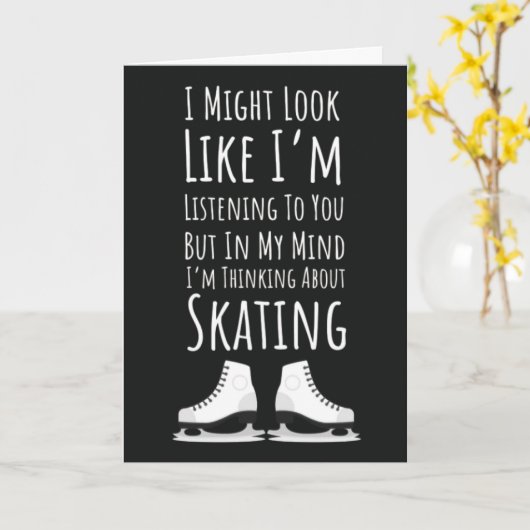 Funny Ice Skating Cards Winter Skater Women Humor Kaart (Gele Bloem)
