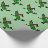Funny Ice Skating Pickle Design Cadeaupapier (Hoek)