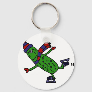 Funny Ice Skating Pickle Design Sleutelhanger