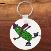 Funny Ice Skating Pickle Design Sleutelhanger (Voorkant)