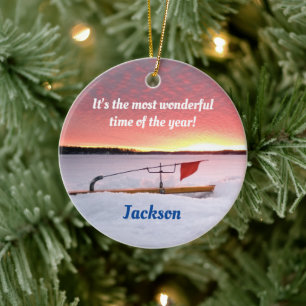 Funny Ice Vissen Holiday Keramisch Ornament