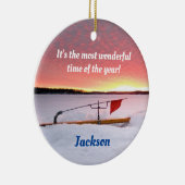 Funny Ice Vissen Holiday Keramisch Ornament (Rechts)