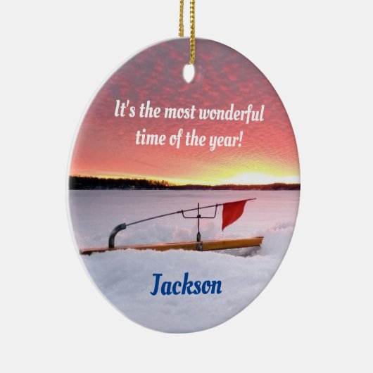 Funny Ice Vissen Holiday Keramisch Ornament (Rechts)