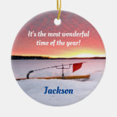 Funny Ice Vissen Holiday Keramisch Ornament (Voorkant)