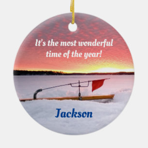 Funny Ice Vissen Holiday Keramisch Ornament