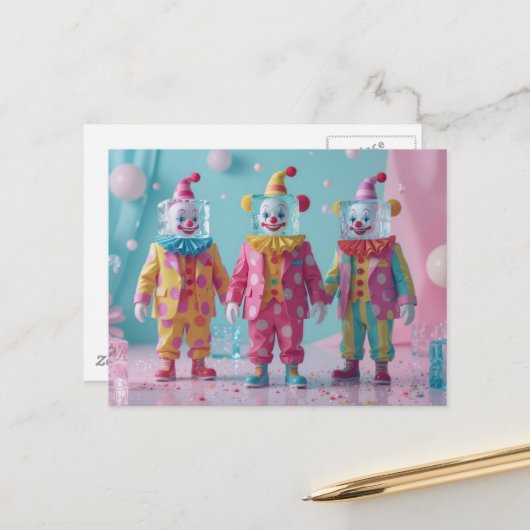 Funny icecube clowns  briefkaart (Voorkant / Achterkant in situ)