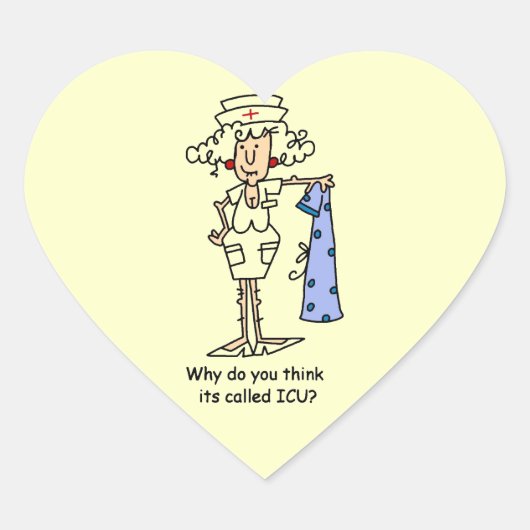 Funny ICU Zurse T-shirts en cadeautjes Hart Sticker (Voorkant)