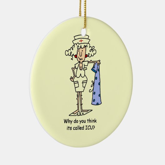 Funny ICU Zurse T-shirts en cadeautjes Keramisch Ornament (Rechts)