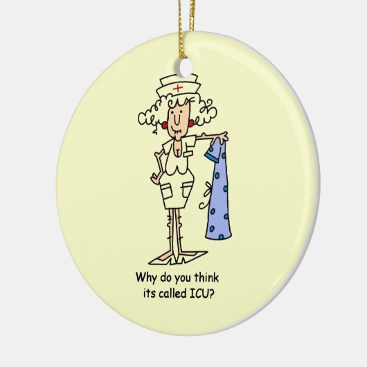 Funny ICU Zurse T-shirts en cadeautjes Keramisch Ornament (Links)