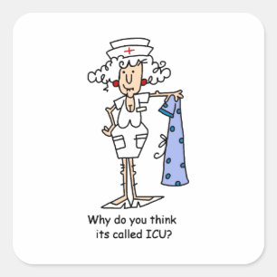 Funny ICU Zurse T-shirts en cadeautjes Vierkante Sticker