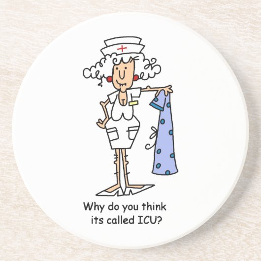 Funny ICU Zurse T-shirts en cadeautjes Zandsteen Onderzetter (Voorkant)