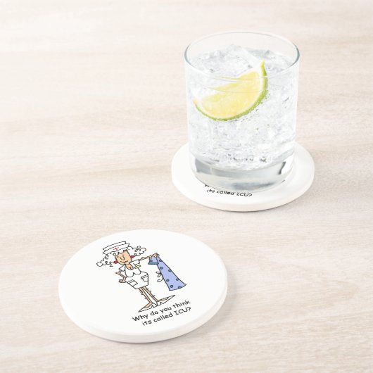 Funny ICU Zurse T-shirts en cadeautjes Zandsteen Onderzetter (Zijkant)