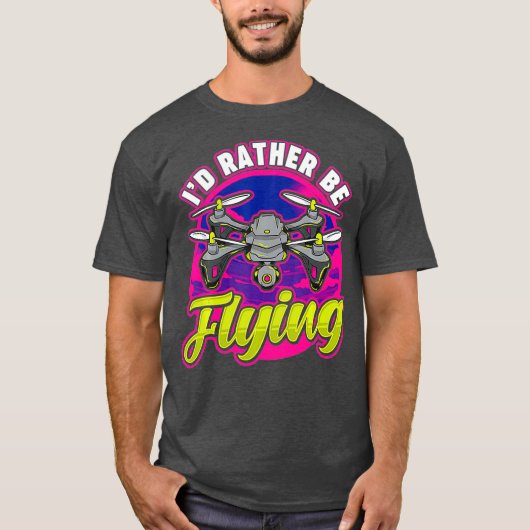 Funny ID eerder 'Flying Drone Pilot Hobby Pun' T-shirt (Voorkant)