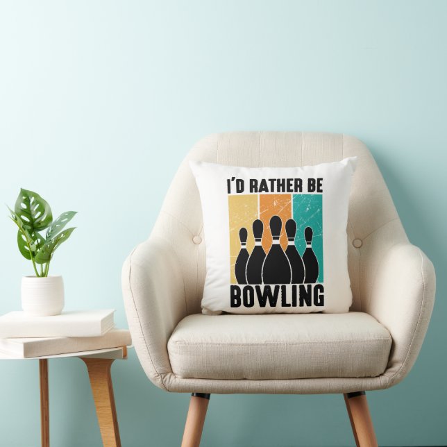 Funny "I'd Rather Be Bowling" Quote Kussen (Stoel)