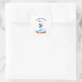 funny I'd rather be skiing with lake rainbow Vierkante Sticker (Tas)