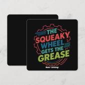 Funny Idiom Retro Squeaky Wheel Gets  the Grease Kaart (Voorkant / Achterkant)