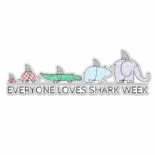 Funny Iedereen houdt van Shark Week Grote Sticker (Voorkant)