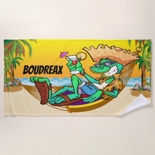 Funny Iguana Beach Towel Strandlaken (Voorkant)