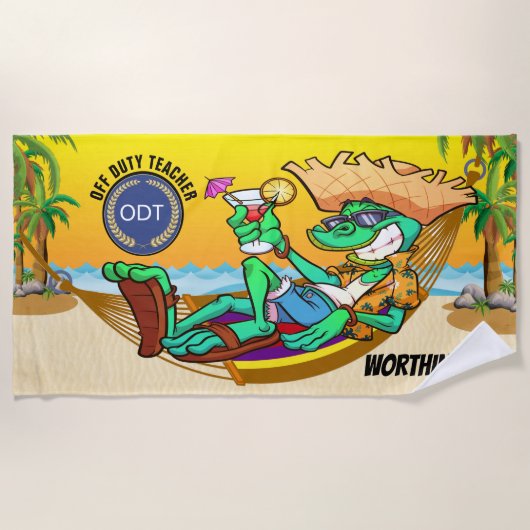 Funny Iguana School/Teacher Beach Towel Strandlaken (Voorkant)