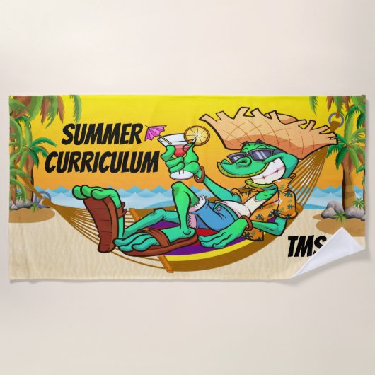 Funny Iguana School/Teacher Beach Towel Strandlaken (Voorkant)