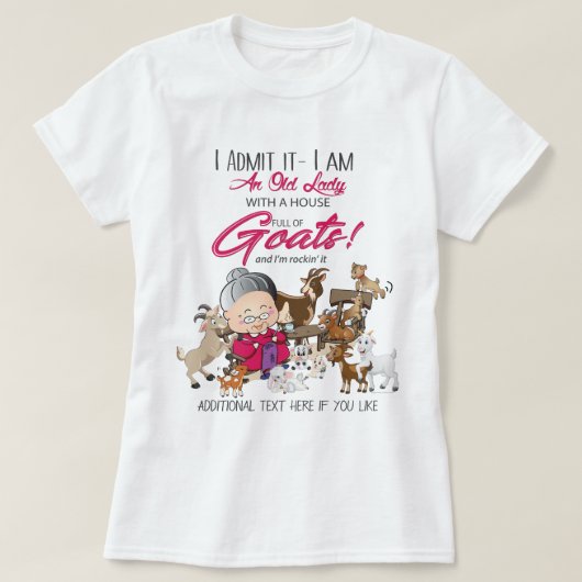 FUNNY - Ik ben een Oude Dame House vol geiten T-shirt (Design voorkant)