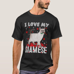 Funny Ik hou van mijn Siamese Valentijn Cat Lover T-shirt