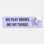 Funny "Ik speel Drums Hit Dingen" Bumperstickers (Voorkant)