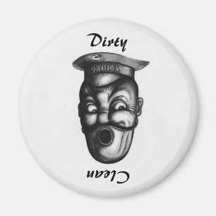 Funny  Illustration Dirty/ Clean Dishwasher Magneet