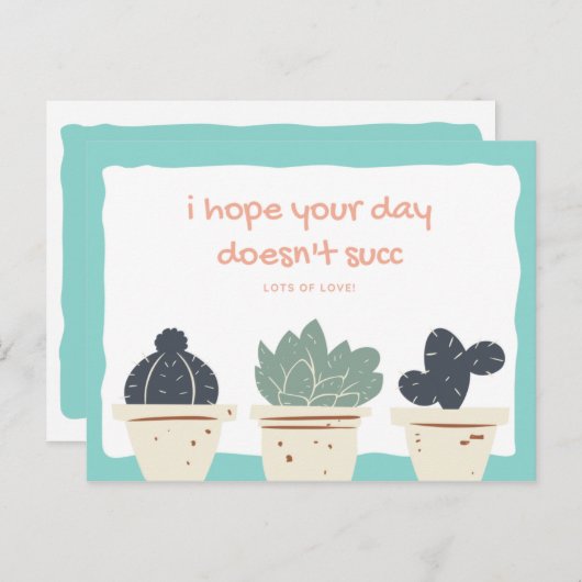 Funny Illustration Succulent Briefkaart (Voorkant / Achterkant)