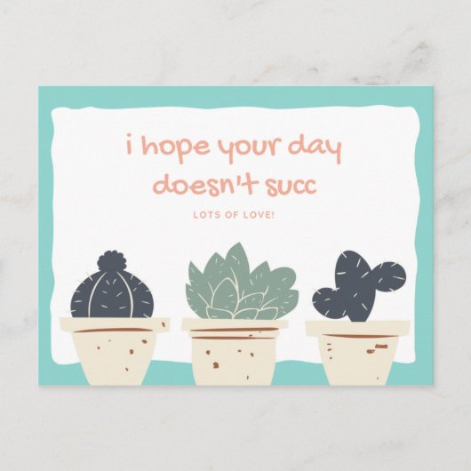Funny Illustration Succulent Briefkaart (Voorkant)