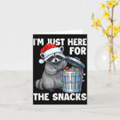 Funny I'm Just Here For The Snacks Raccoon Christm Kaart (Gele Bloem)