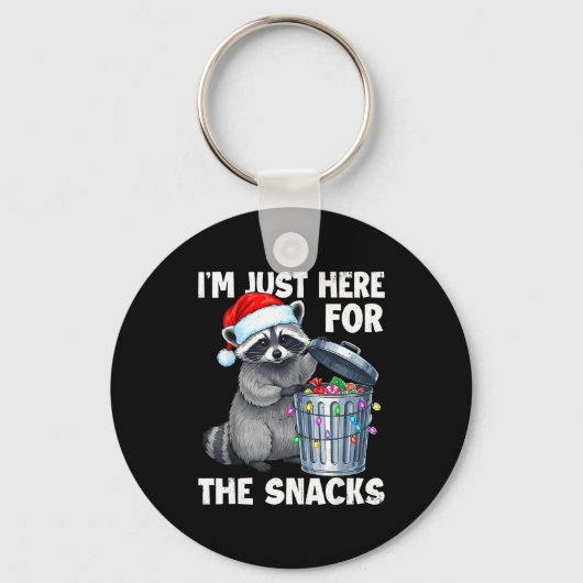 Funny I'm Just Here For The Snacks Raccoon Christm Sleutelhanger (Voorkant)