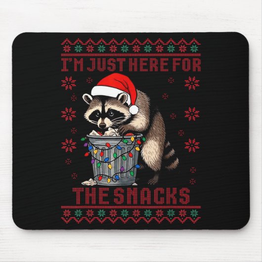 Funny I'm Just Here For The Snacks Santa Raccoon U Muismat (Voorkant)