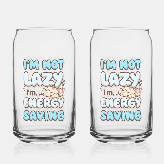 Funny "I'm Not Lazy" Blue Bubbly Font Blikvorm Glas (Voorkant)
