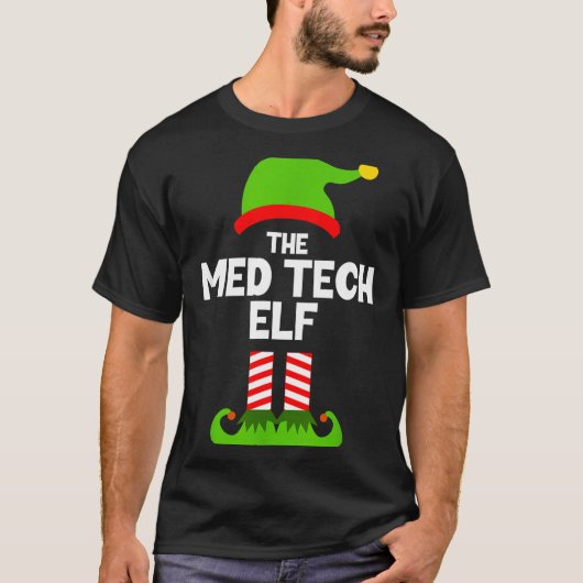 Funny I'm The Med Tech Elf Christmas Xmas Medical T-shirt (Voorkant)