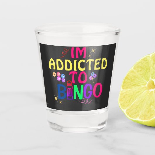 Funny Im verslaafd aan Bingo Shot Glass Shot Glas (Voorkant)