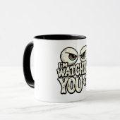 Funny "I'M WATCHING YOU" Retro Eyes Coffee Mug - O Mok (Voorkant links)