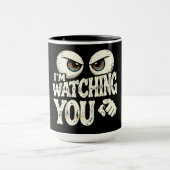 Funny "I'M WATCHING YOU" Retro Eyes Coffee Mug - O Mok (Midden)