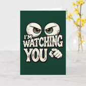 Funny "I'M WATCHING YOU" Retro Eyes Greeting Card  Kaart (Gele Bloem)