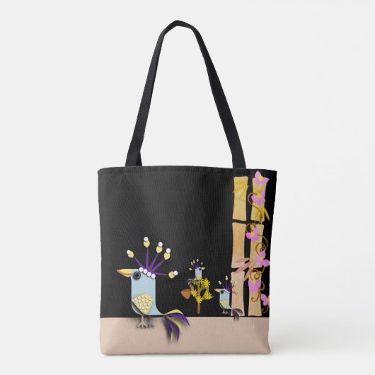 Funny Imagary Birds Tote Bag (Achterkant)