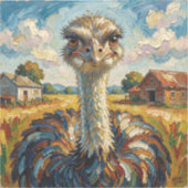Funny Impasto Ostrich on a Ranch  Sticker (Voorkant)