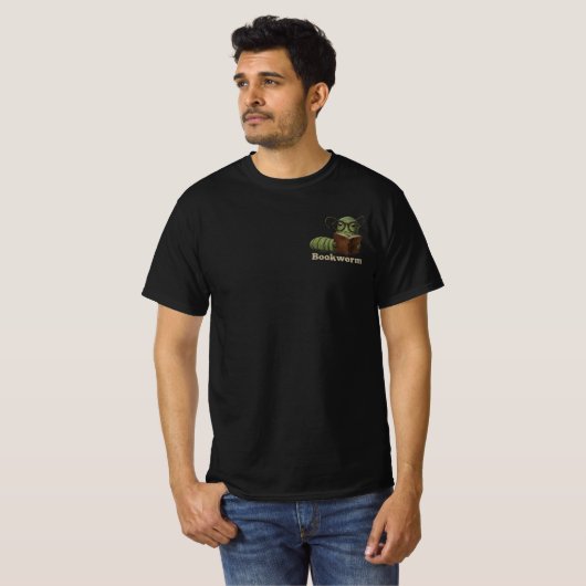 Funny Inchworm Reading Shirt – Bookworm (Voorkant volledig)