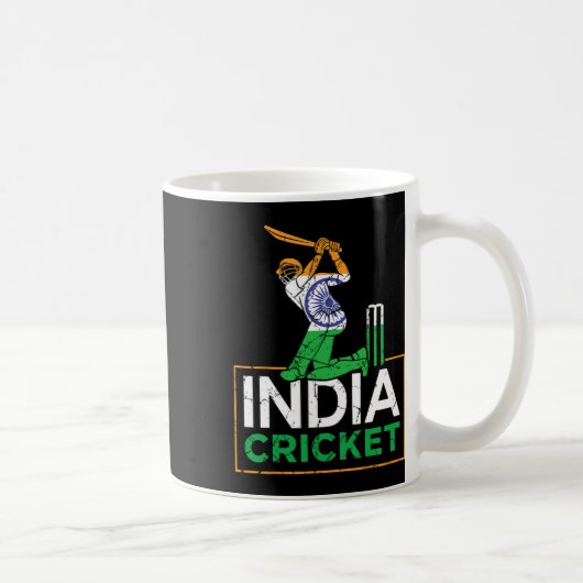 Funny India Flag Cricket Supporters Tee Indian Cri Koffiemok (Rechts)