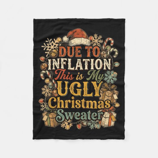 Funny Inflation Ugly Christmas Sweater Retro Vinta Fleece Deken (Voorkant)