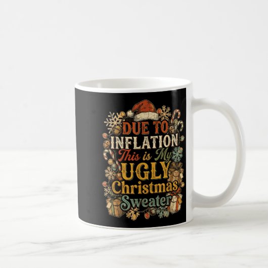Funny Inflation Ugly Christmas Sweater Retro Vinta Koffiemok (Rechts)